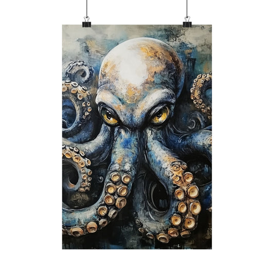 Majestic Octopus Poster 🐙🎨 | Fierce Deep Sea Creature Wall Art | High-Resolution Abstract Marine Print | Ocean-Inspired Decor for Home, Studio & Nautical Spaces