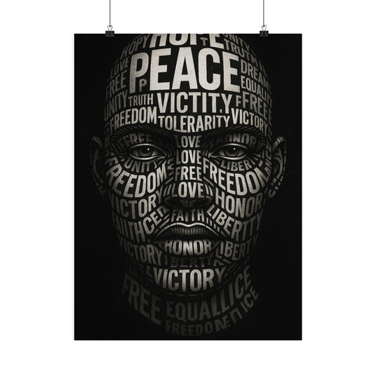 "PEACE & HOPE" Typographic Face Art Poster 🖼️ | Inspirational Wall Decor with Words of Freedom, Love & Unity 🌍 | Modern Motivational Artwork for Home or Office ✨"