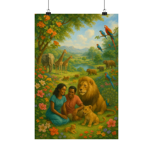 OZAY ART I Paradise Peace - Beautiful JW Inspired Wall Art | Serene Jehovah’s Witness Paradise Poster | Faith-Based Home Decor | Perfect Gift for JW Families & Friends"