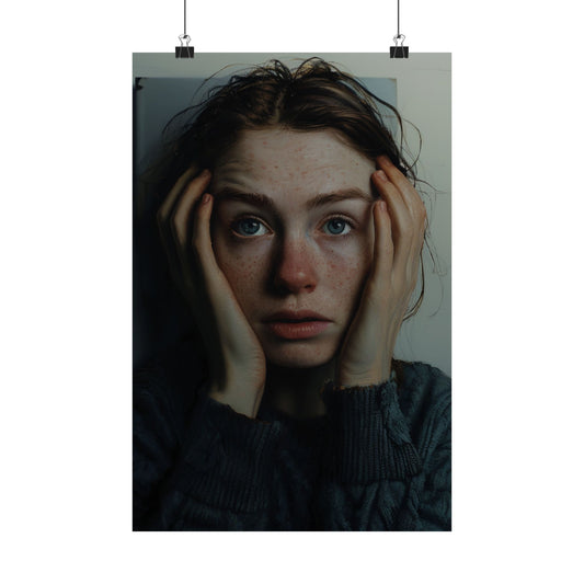 Emotional Realism Portrait Poster 😢🖼️ | Hyper-Realistic Girl in Despair | Deep Psychological Wall Art | High-Resolution Print for Home, Studio & Therapy Spaces