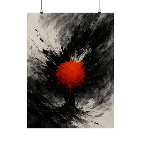Monochrome Explosion Poster 🖤🔥 | Bold Abstract Black & White Wall Art with Striking Color Pop | High-Resolution Modern Expressionist Print