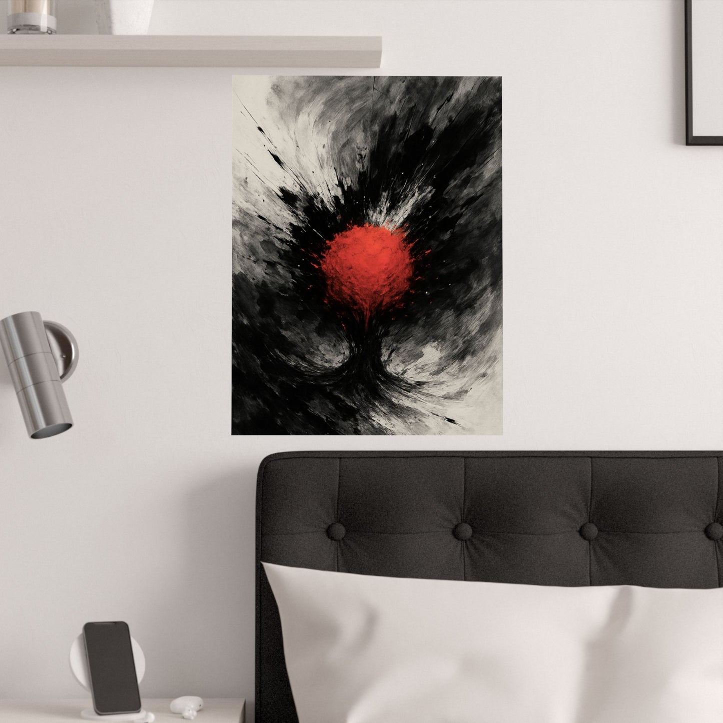 Monochrome Explosion Poster 🖤🔥 | Bold Abstract Black & White Wall Art with Striking Color Pop | High-Resolution Modern Expressionist Print