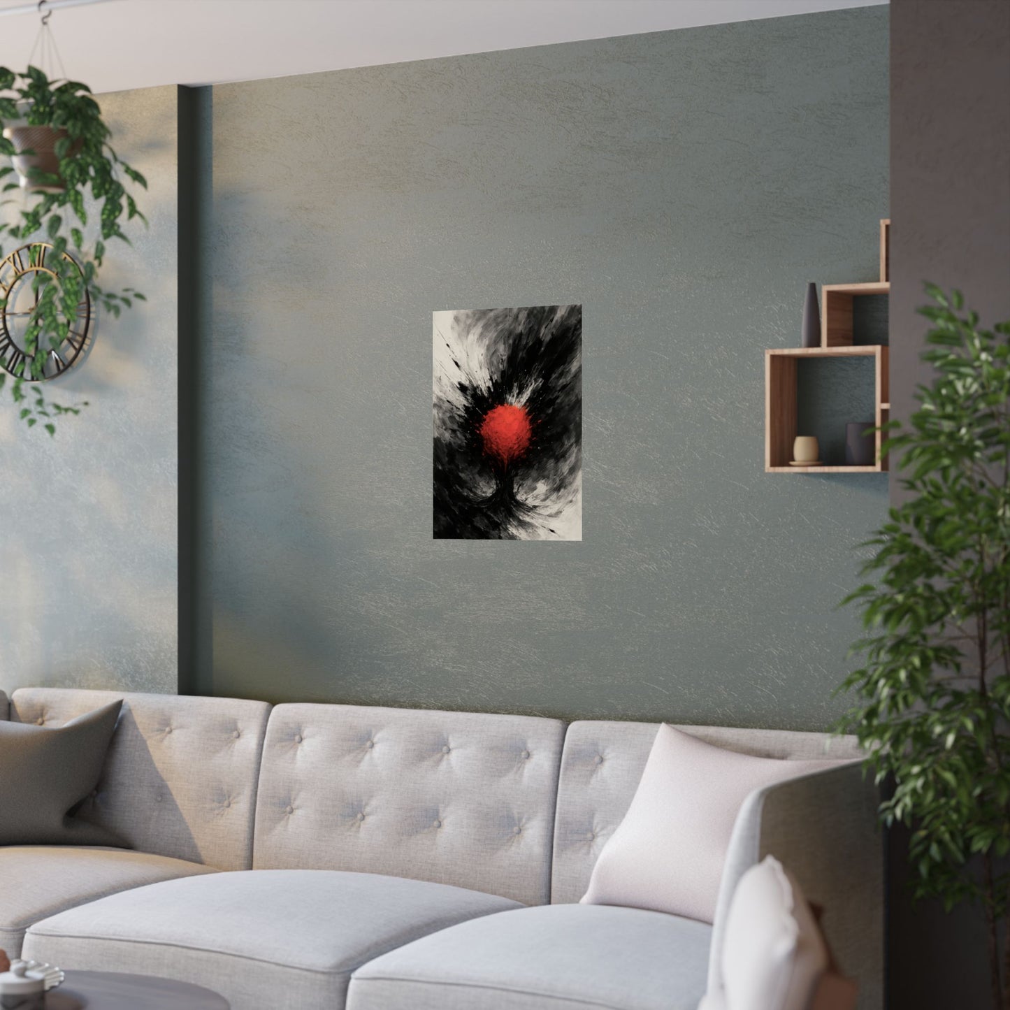 Monochrome Explosion Poster 🖤🔥 | Bold Abstract Black & White Wall Art with Striking Color Pop | High-Resolution Modern Expressionist Print
