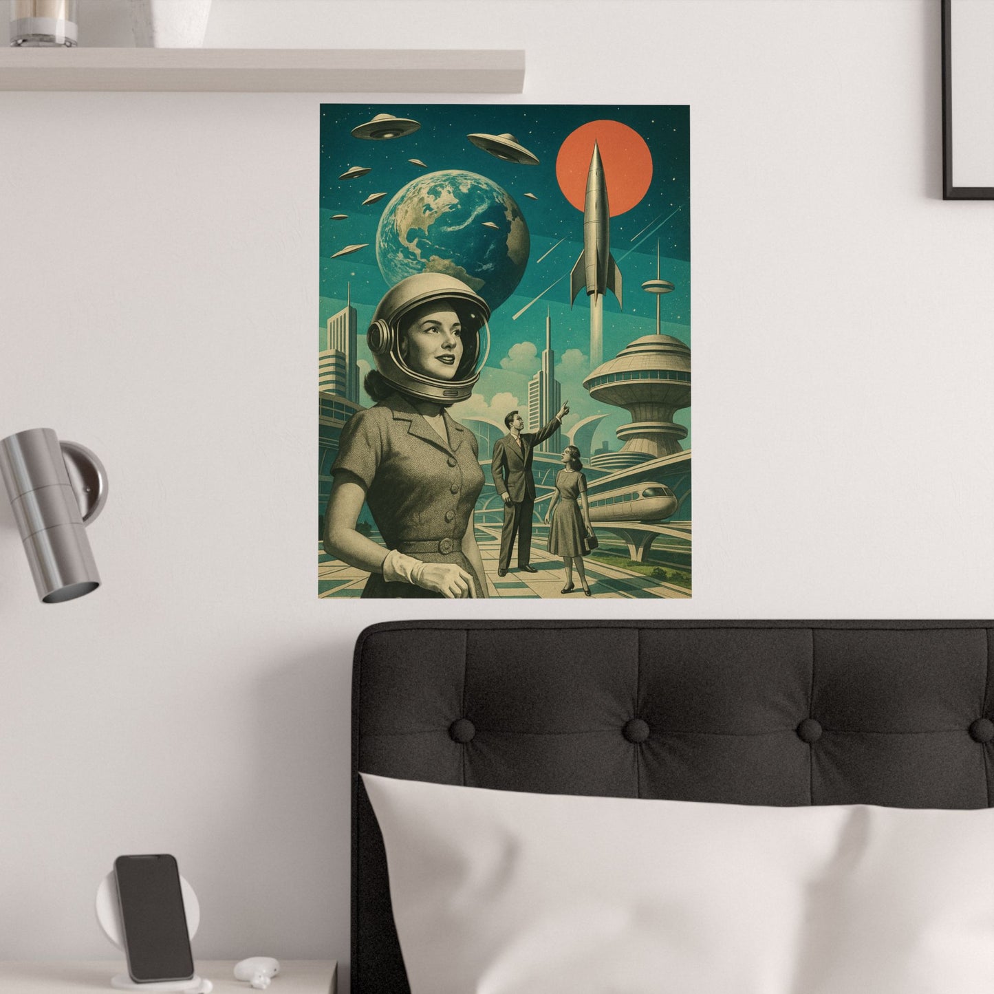 Futuristic Retro Collage Poster 🚀✨ | Vintage Meets Future | High-Resolution Wall Art Print | Retro-Futurism Aesthetic | Perfect for Living Room, Office & Creative Spaces
