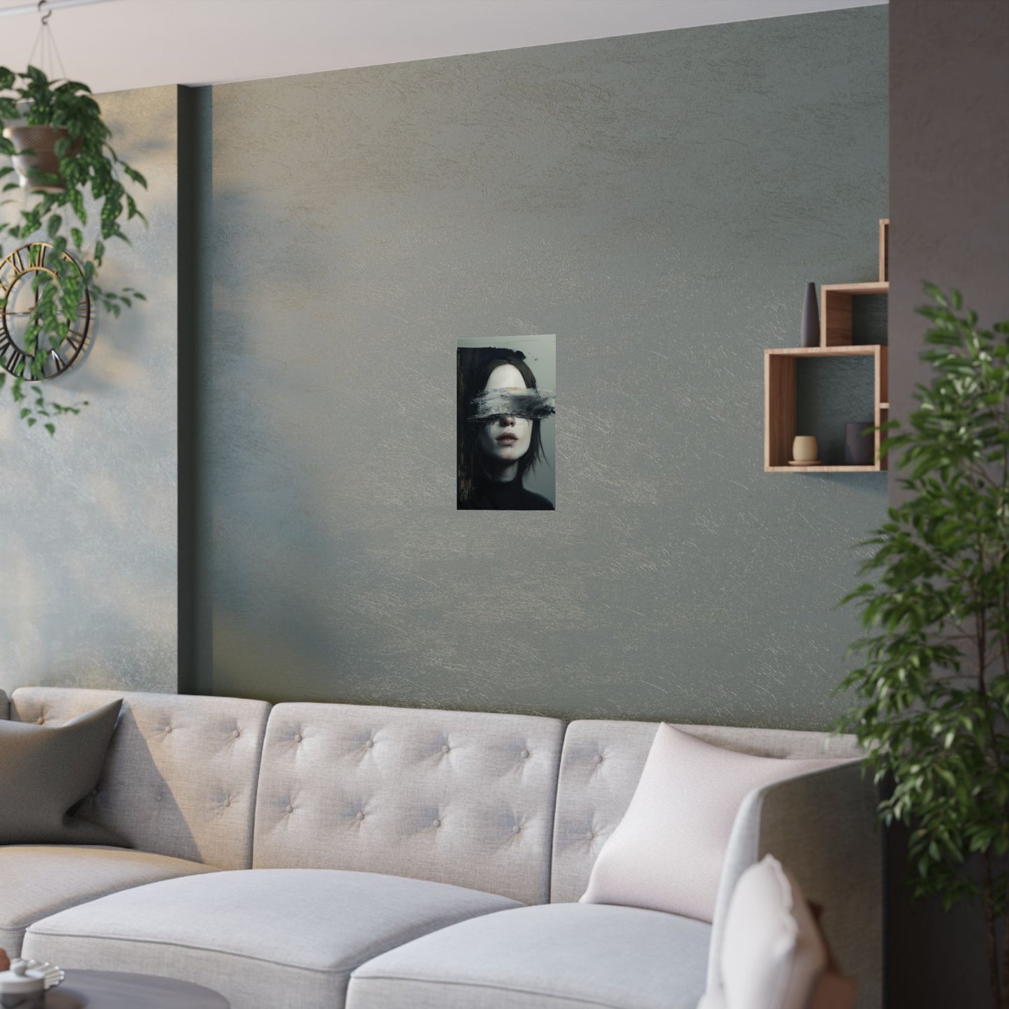 Blind Expression Poster 🖤🖌️ | Surreal Minimalist Portrait with Painted Eyes | High-Resolution Abstract Art Print | Emotional Wall Decor for Home, Studio & Gallery Spaces