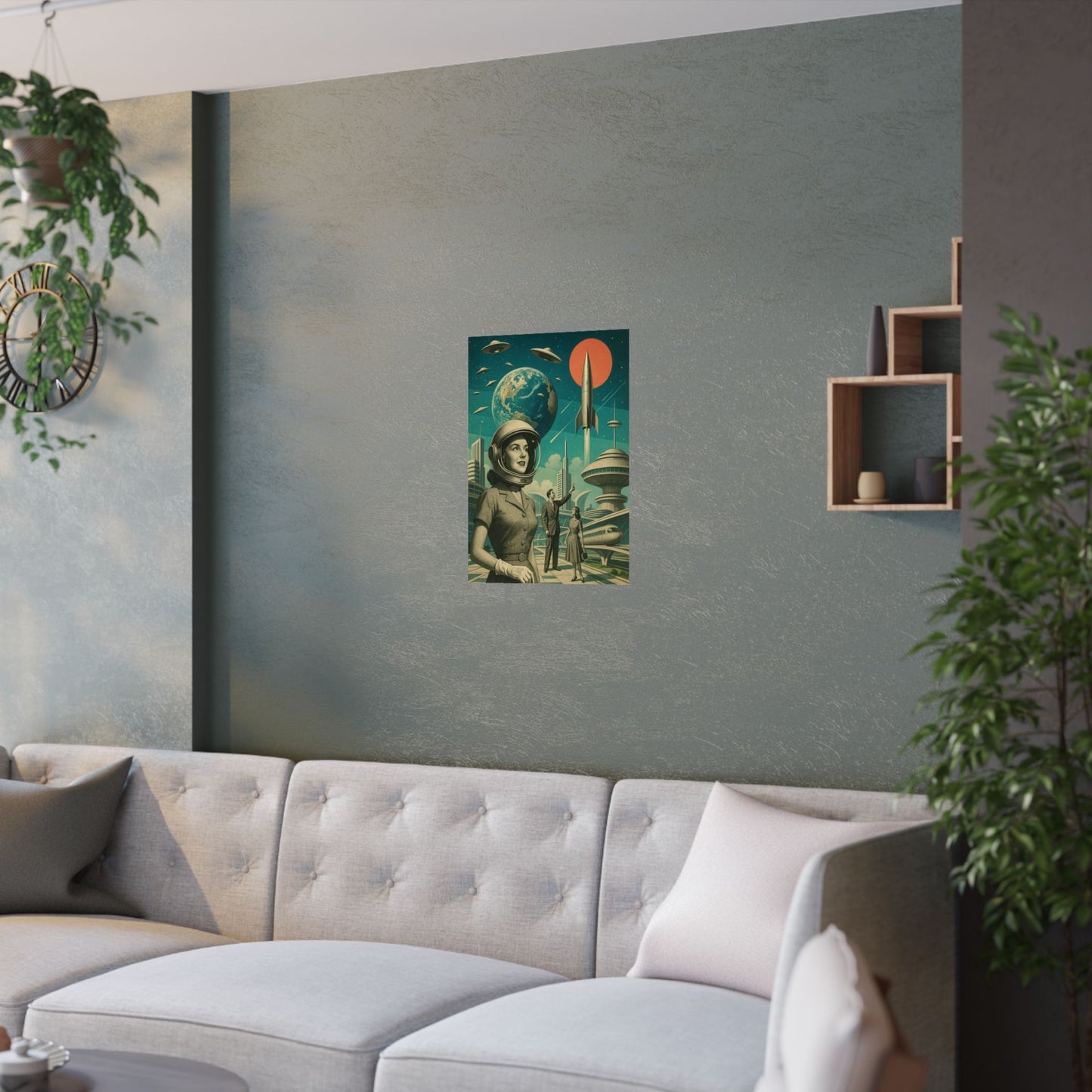 Futuristic Retro Collage Poster 🚀✨ | Vintage Meets Future | High-Resolution Wall Art Print | Retro-Futurism Aesthetic | Perfect for Living Room, Office & Creative Spaces