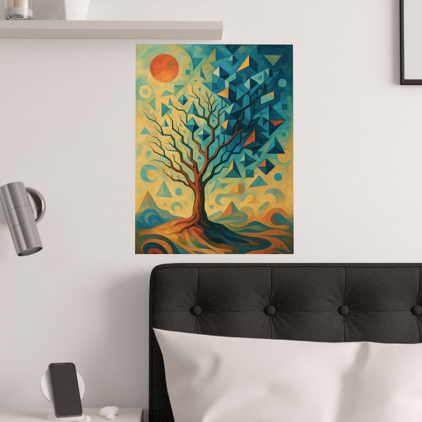 Surreal Nature Tree Poster 🌳✨ | Geometric & Abstract Art Print | Futuristic Dreamscape Wall Decor | High-Resolution Canvas for Home, Office & Creative Spaces